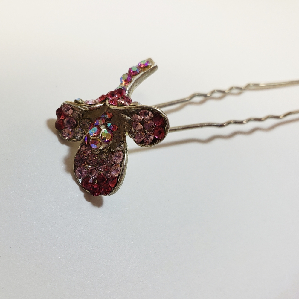 Fuschia Calla Lily Crystal Star Hairpin - Crystal Hair Jewellery